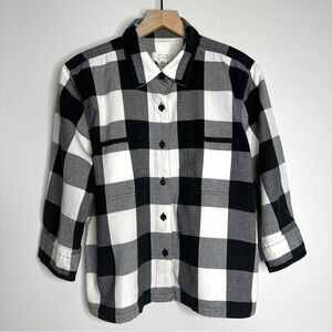 Vintage Christopher & Banks 100% Cotton Black/White Check Button Up Sz M